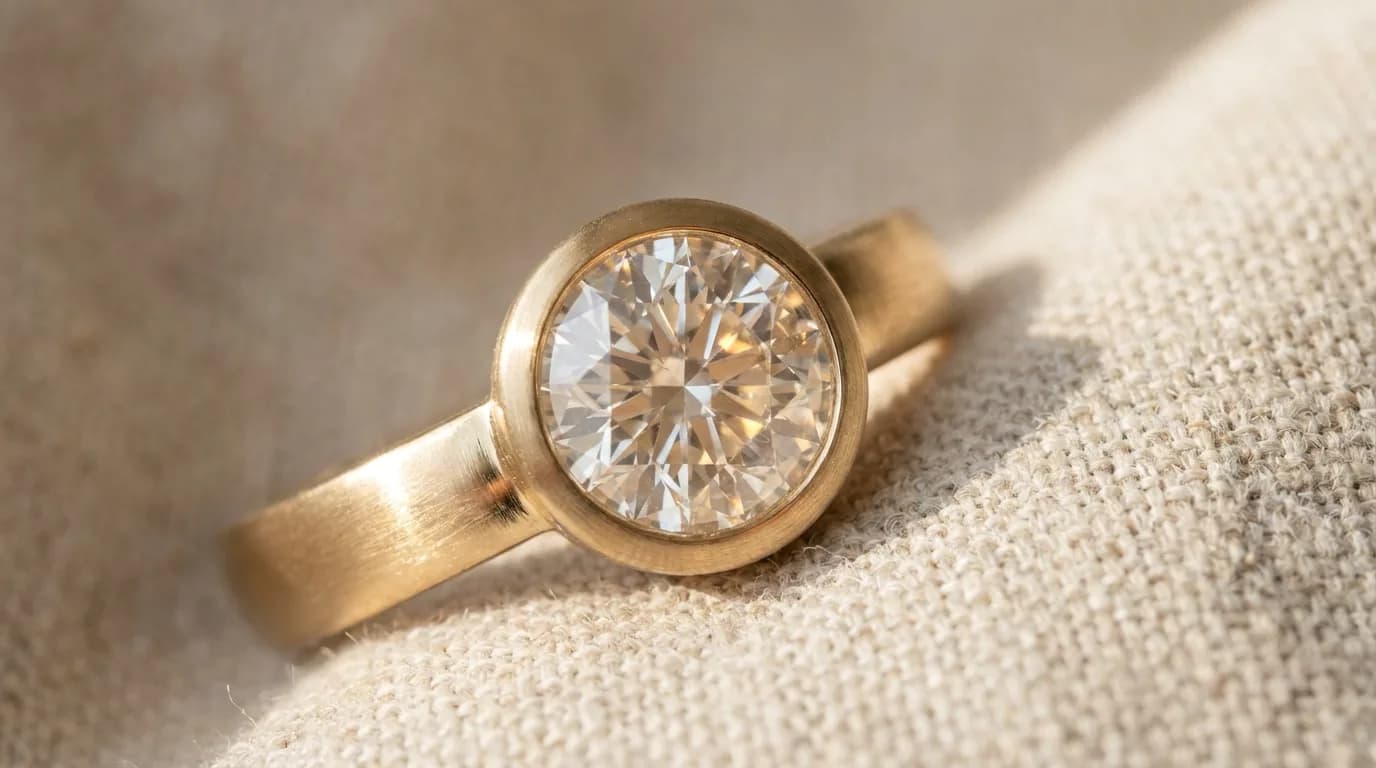 Macro shot of a moissanite stone set in a claw setting